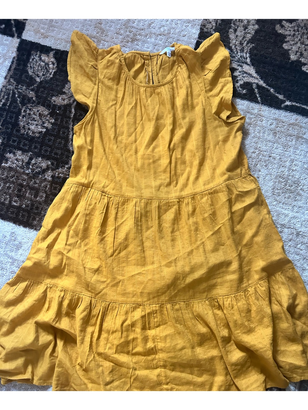 Time and Tru Mustard Yellow Ruffled Dress Top Worn Once!